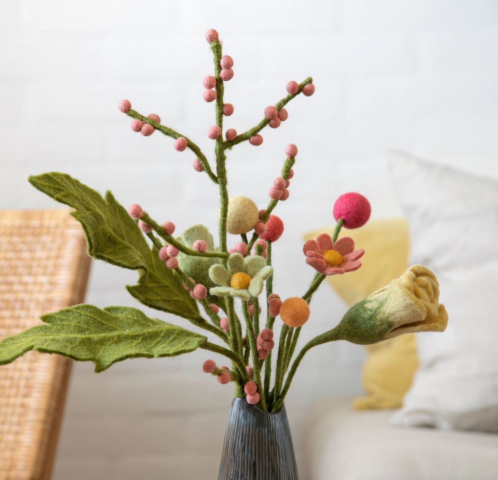 Felt Branch with Pink Berries