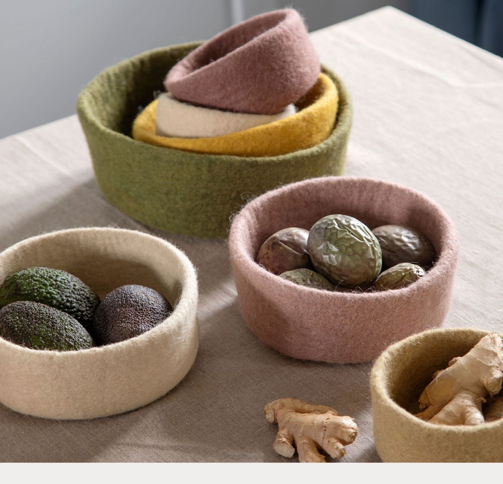 Plum Felt Bowls – Set of 3