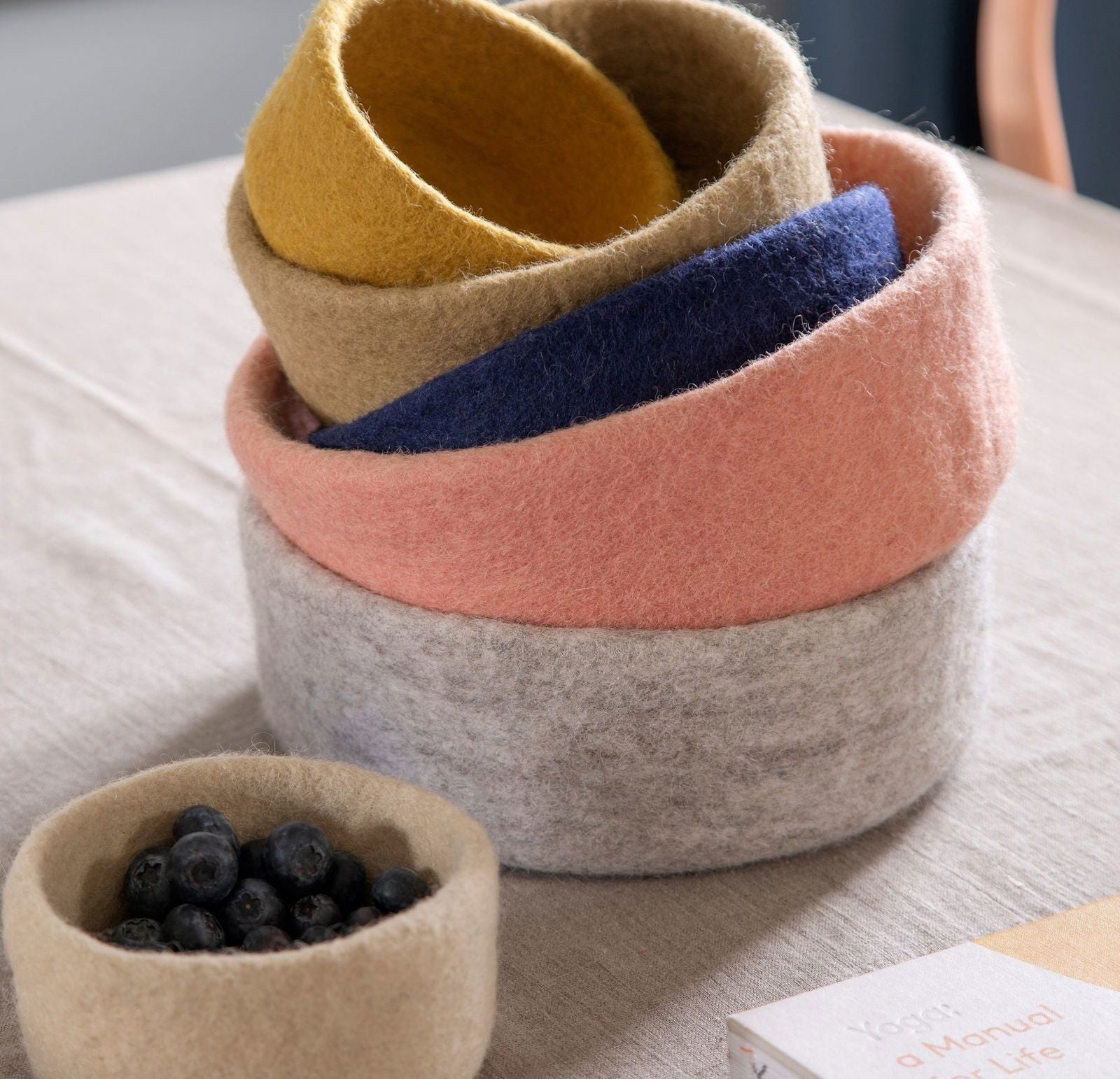 Felt Bowls – Set of 3 – Dusty Red