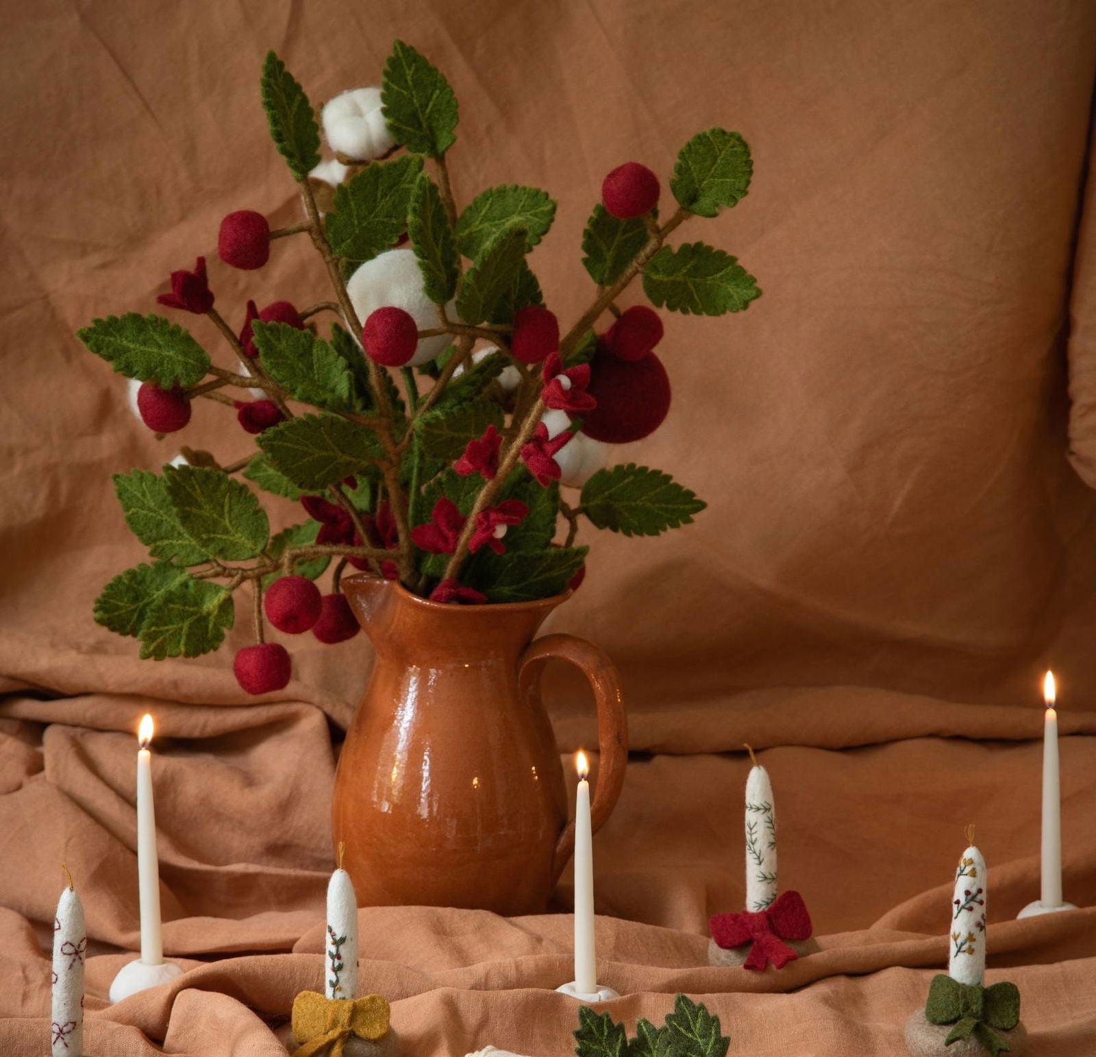 Decorative Branch with Dark Red Apples – 60 cm