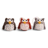 Felt Owl Hanging Decorations in Natural Colours – Set of 3
