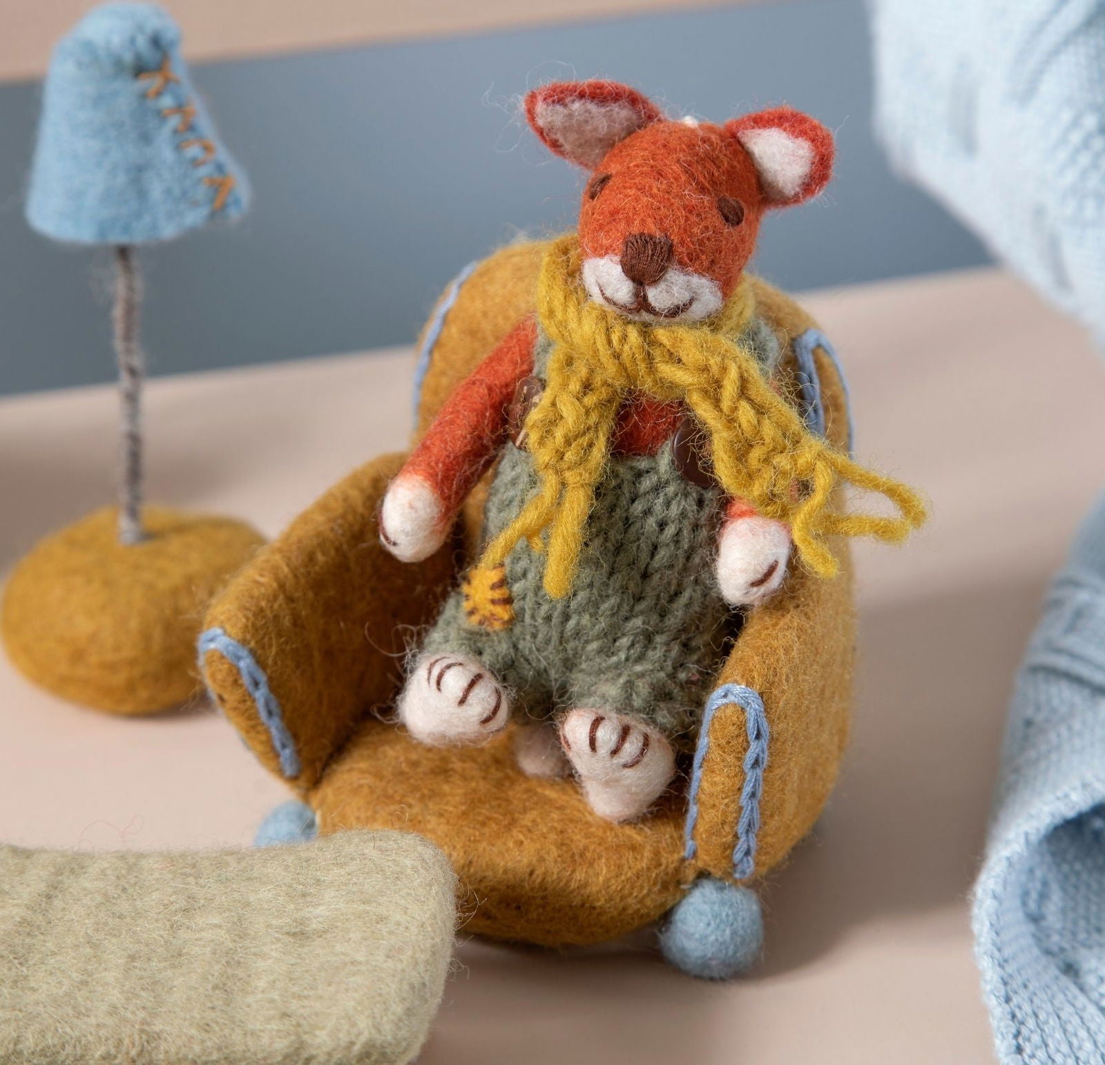 Felt Chair, Cushion & Lamp