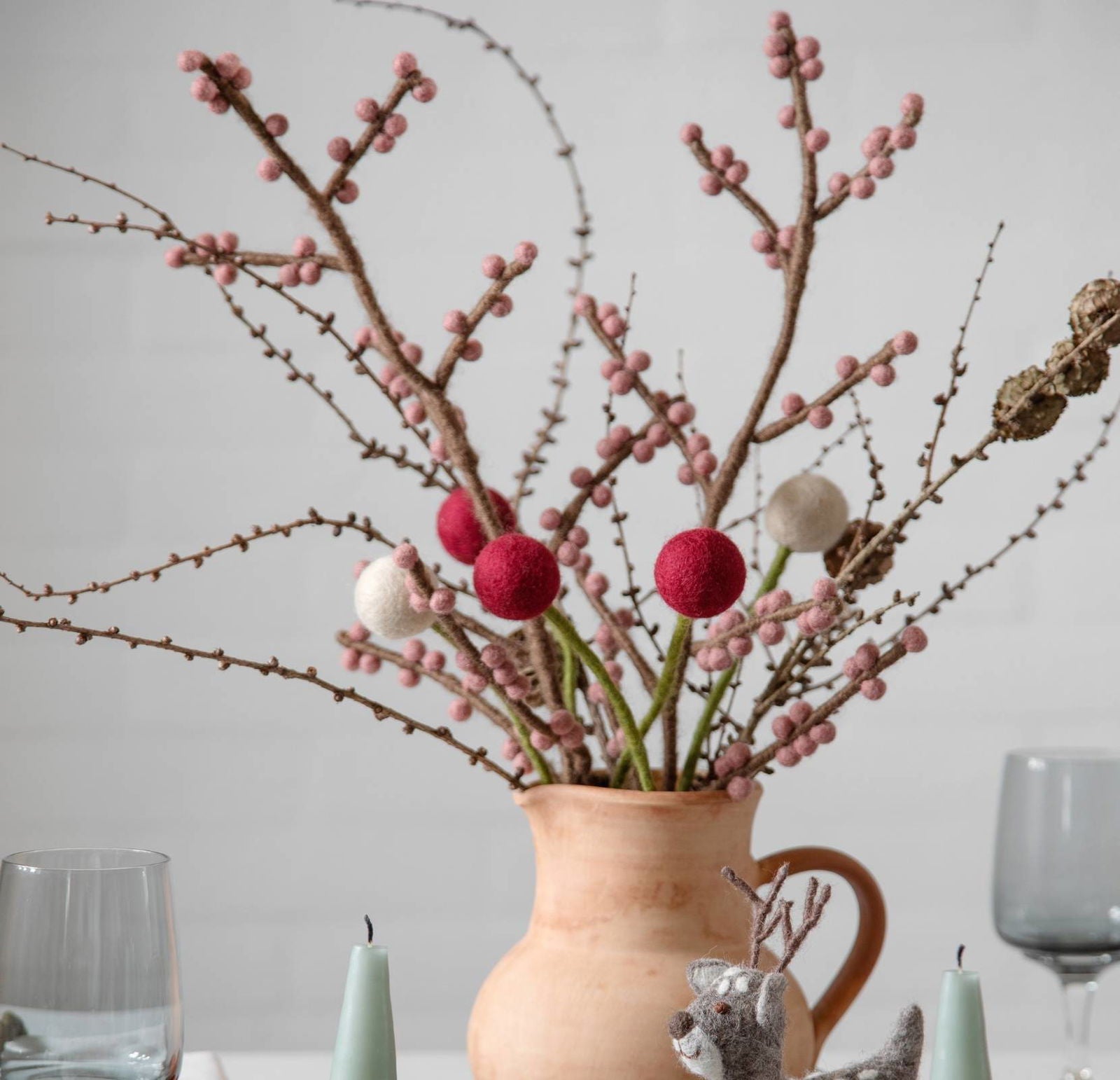 Decorative Branch with Pink Berries