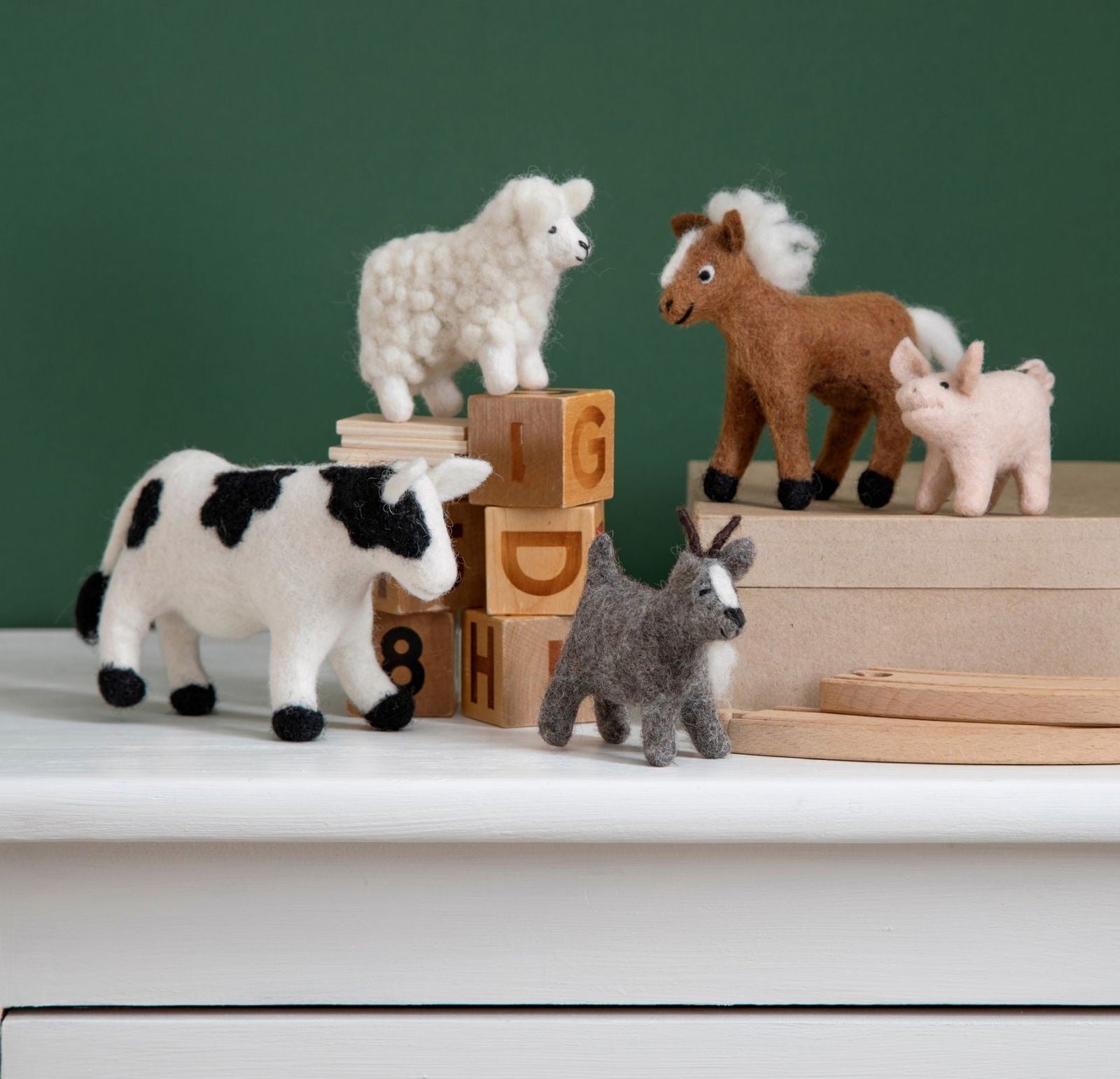Felt Farm Animal Figures – Set of 5