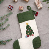 Green Stocking with Christmas Tree