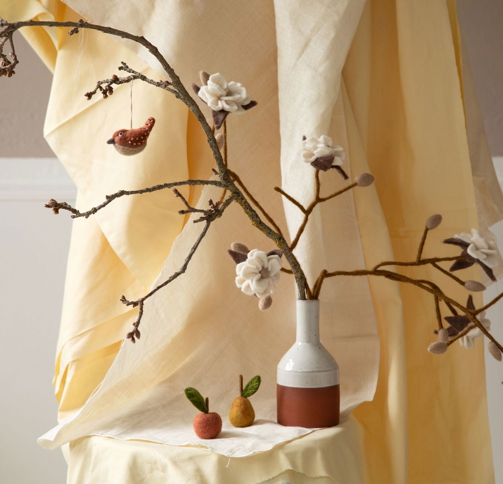 Felt Magnolia Branch – White