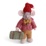 Small Grey Boy Mouse with Suitcase