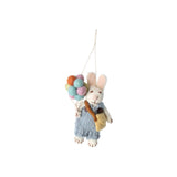 White Felt Rabbit Figure with Balloons – Blue