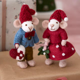 Small White Boy Mouse with Braided Heart