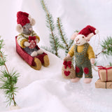 Small Grey Boy Mouse with Sled