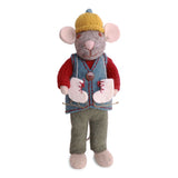 Medium Grey Boy Mouse with Ice Skates