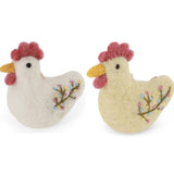 Embroidered Rooster Easter Decoration – White & Yellow