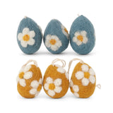 Easter Eggs with Yellow and Blue Flowers – Set of 6