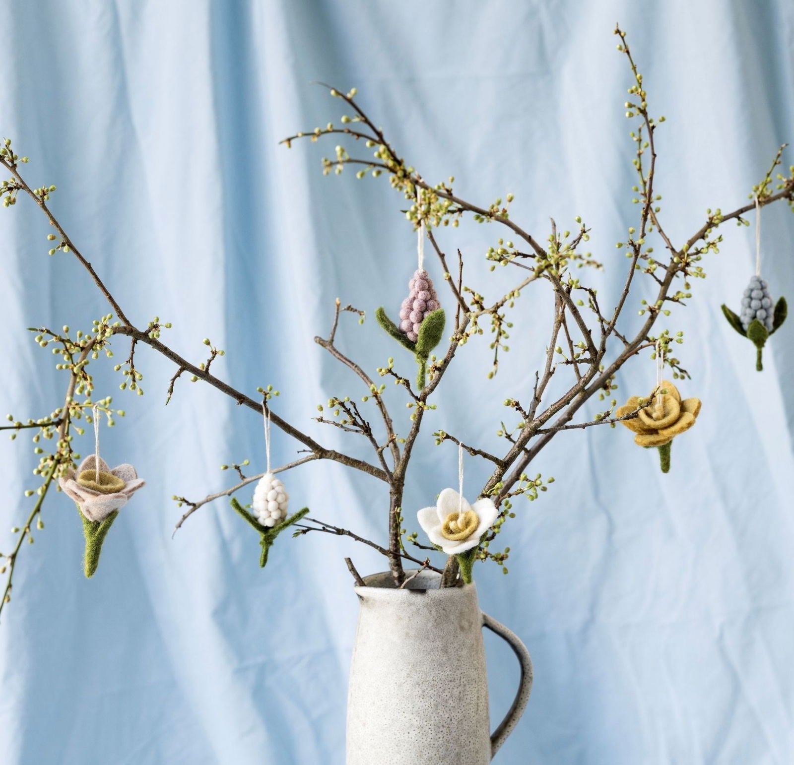 Daffodil Easter Decorations – Light Pink, White & Yellow – Set of 3