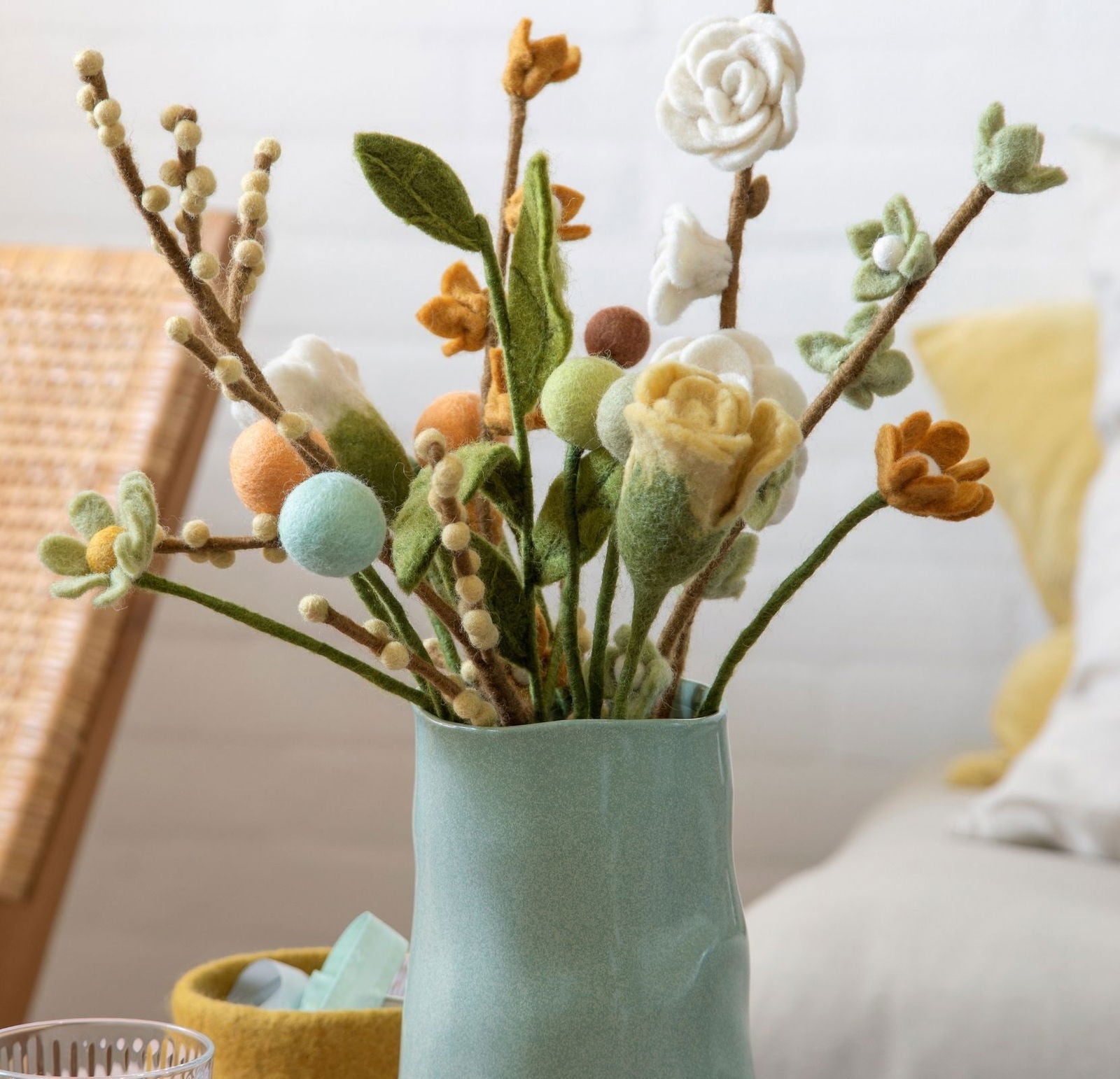 Decorative Branches with Mixed Green Leaves – Set of 3