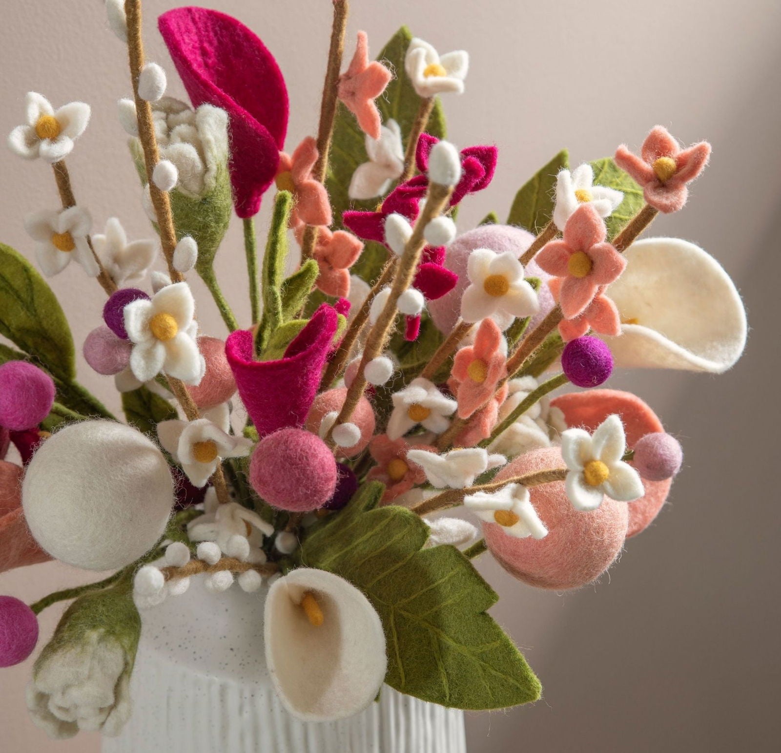 Filtblomster – Sæt af 3 – Støvet Rød