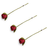 Dunkelrote Filzrosen – 3er-Set