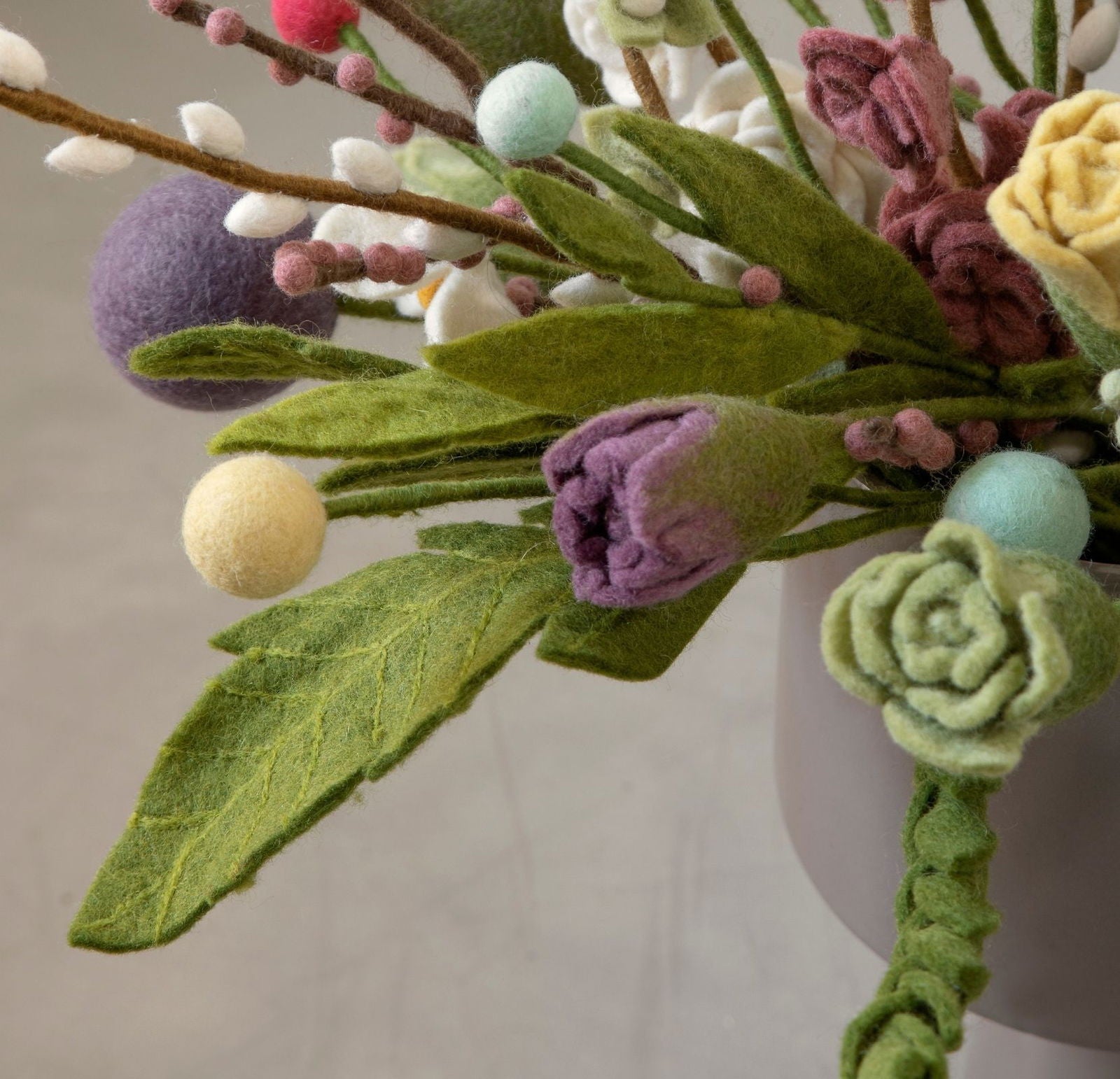 Filtblomster – Sæt af 3 - Lys Gul