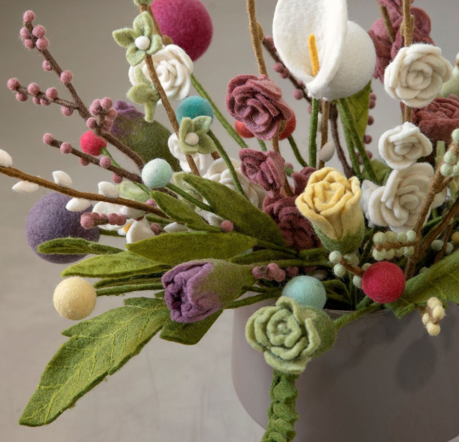 Filtblomster – Støvet Rød, Rouge & Bourgogne – Sæt af 3