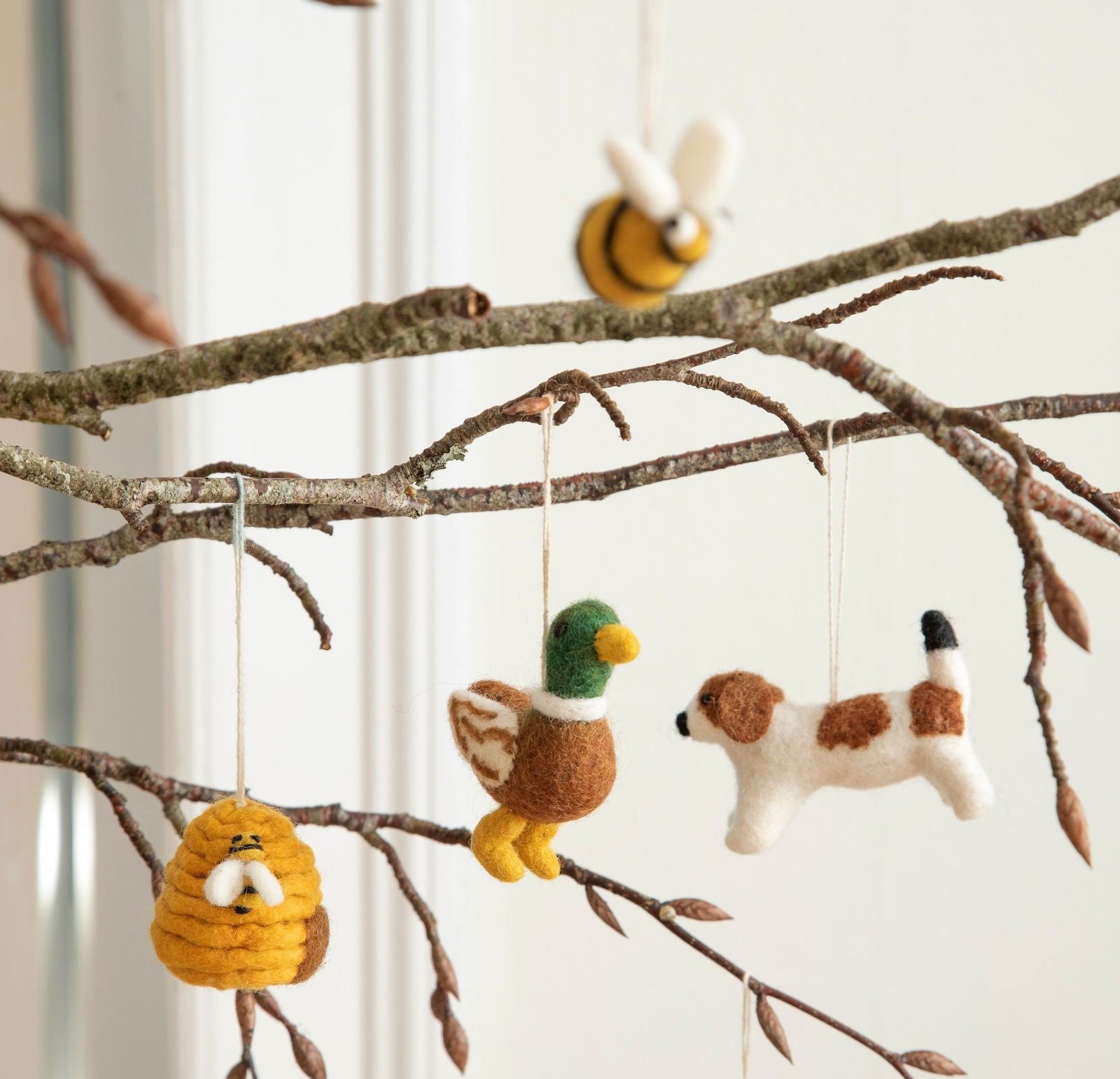 Felt Bee Hanging Decorations – Set of 7
