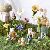 White Easter Bunny Couple – Girl & Boy with Flowers