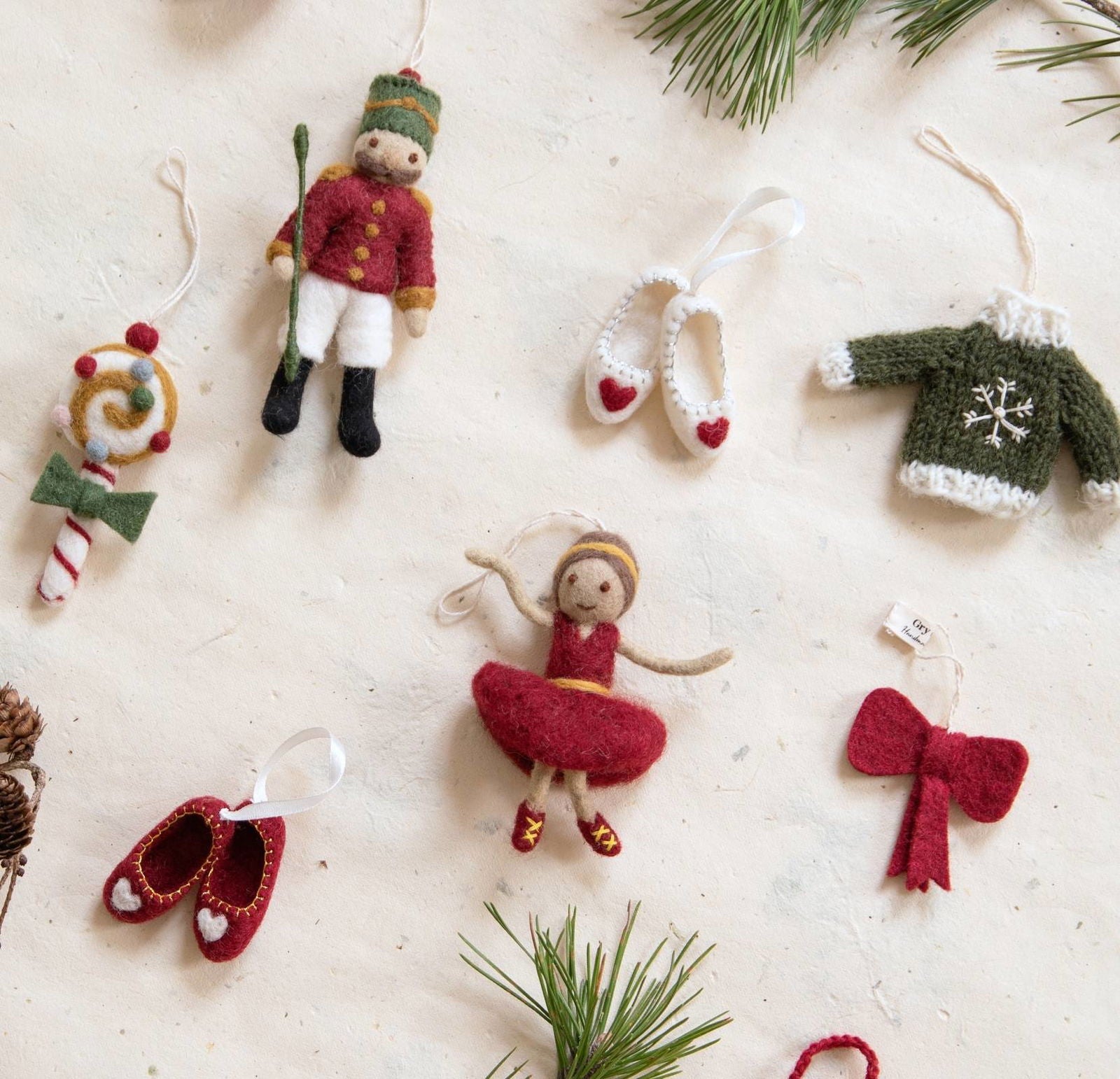Ballerina & Nøddeknækker juletræspynt – Sæt af 3